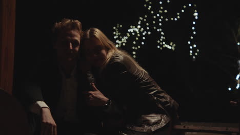 couple hugging at night