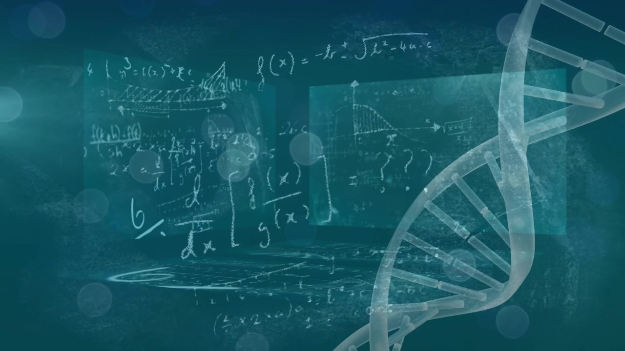 Animation of scientific data processing and dna strand spinning