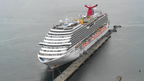 flight over cruise ship in caribbean