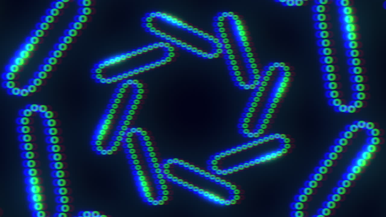 Elegant circle pattern of green and blue pixels