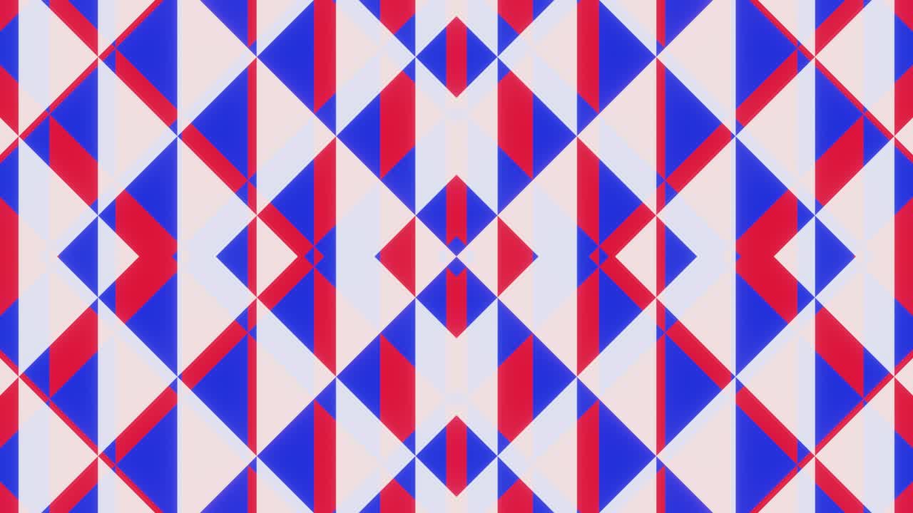 Looped animation of white blue red triangles