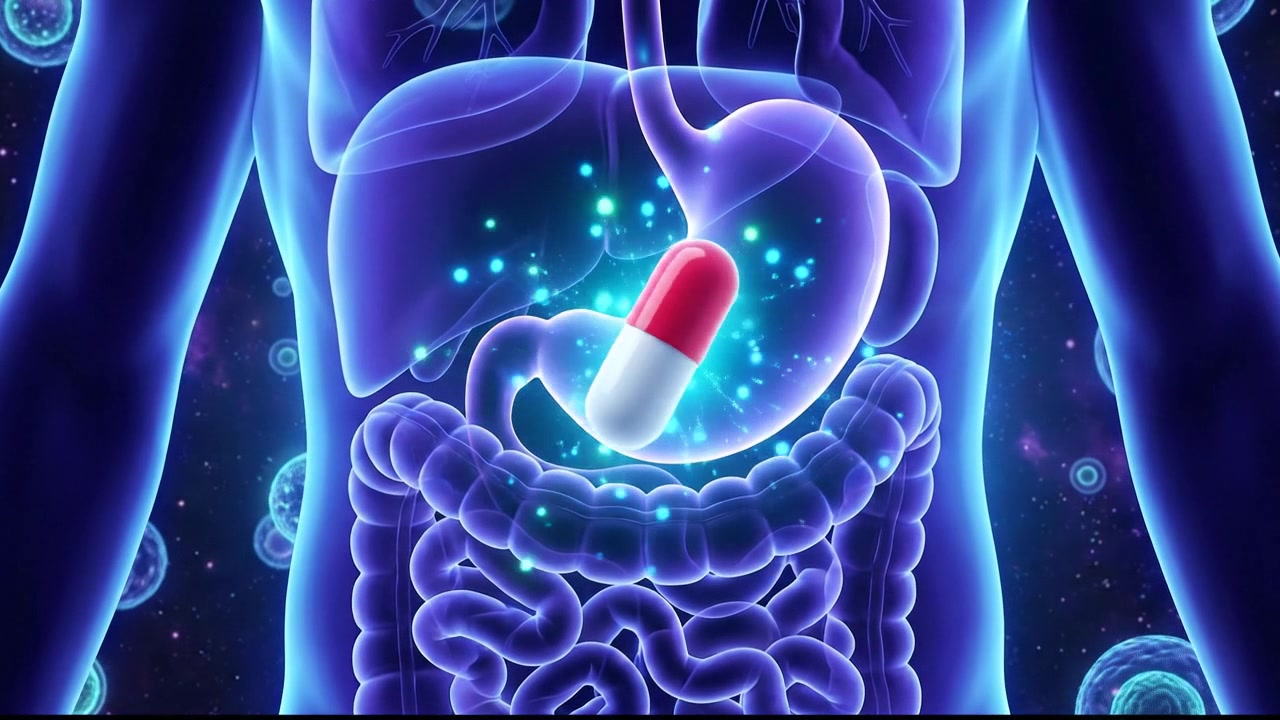 Medical Animation of a Pill Dissolving in the Human Stomach