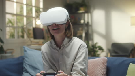 woman enjoying virtual reality gaming