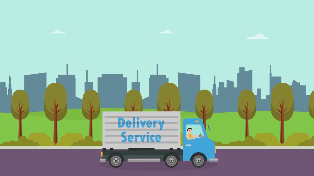 패키지를 보내기 위해 트럭을 운전하는 남성 택배자