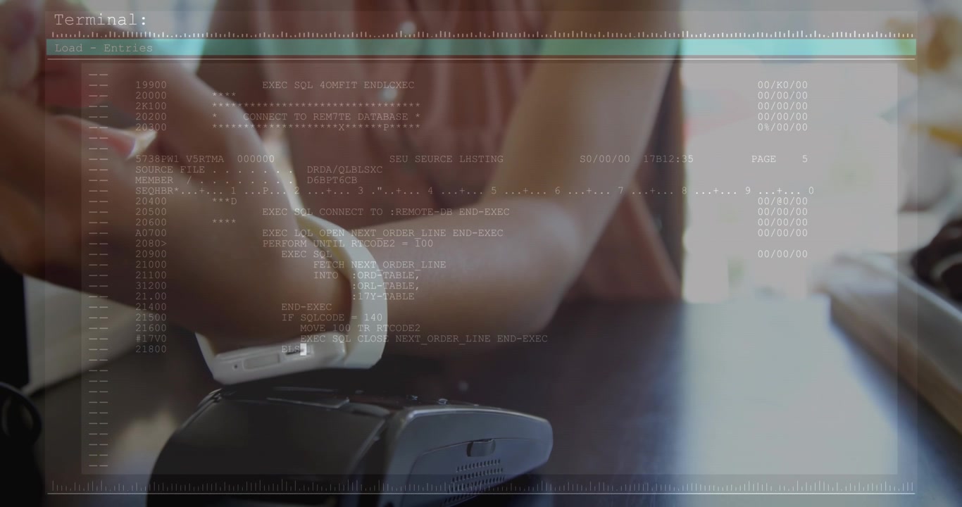 Person Making Contactless Payment with Smartwatch at Terminal