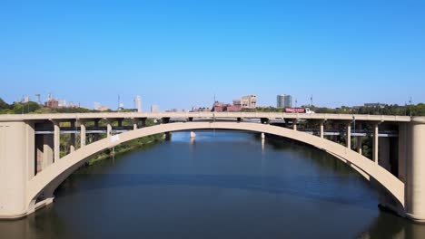 flying the drone under the bridge in minneapolis and down the mississippi river