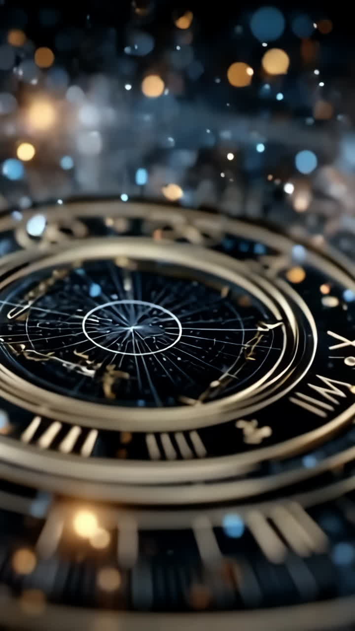 Intricate design of a mystical compass. A detailed compass with glowing symbols and a starry background creates a magical atmosphere at night.