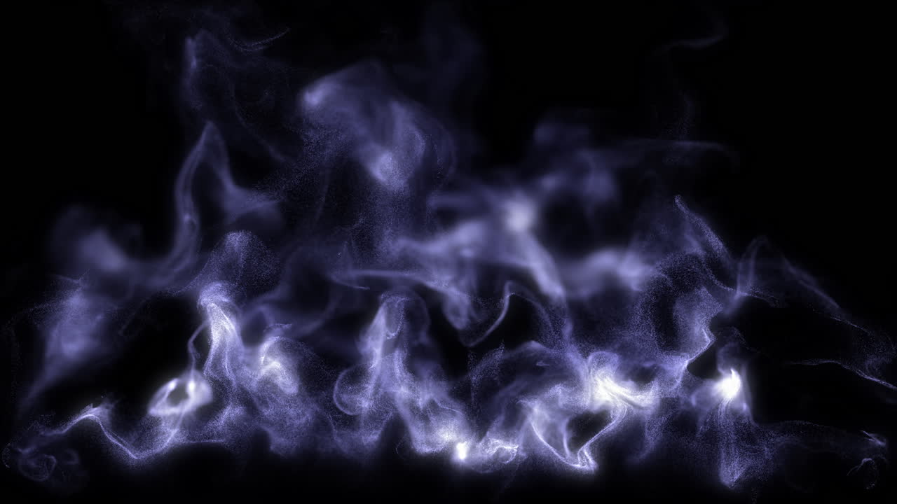 Nuvens de vapor azuis etéreas flutuando no espaço escuro com movimento fluido