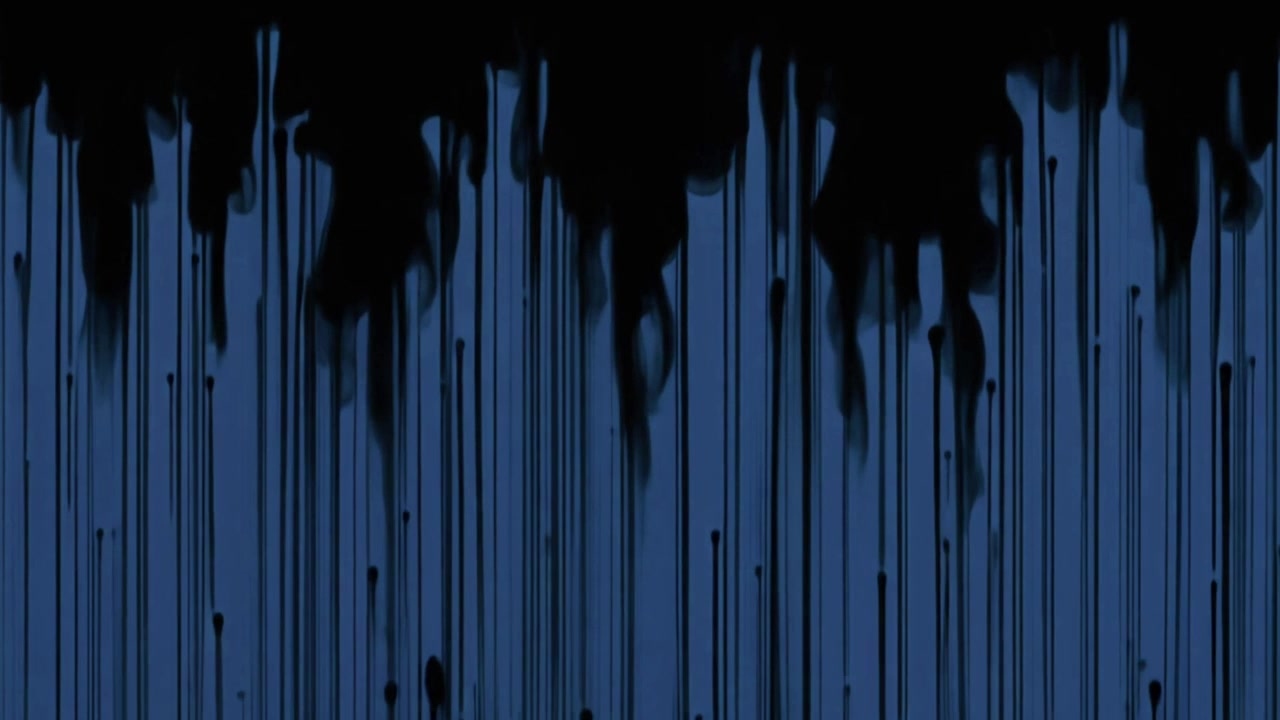 Black Paint Dripping Down on Blue Background