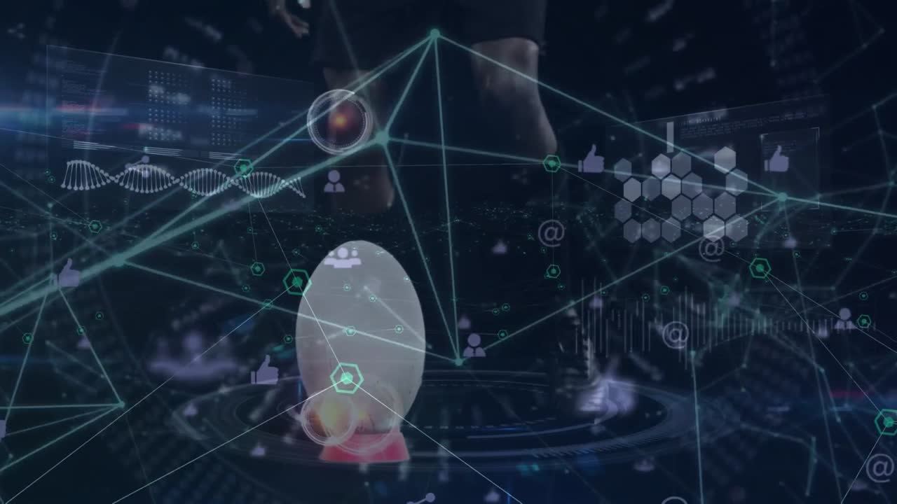 아프리카계 미국인 남성 럭비 선수의 다리에 대한 다양한 데이터의 애니메이션