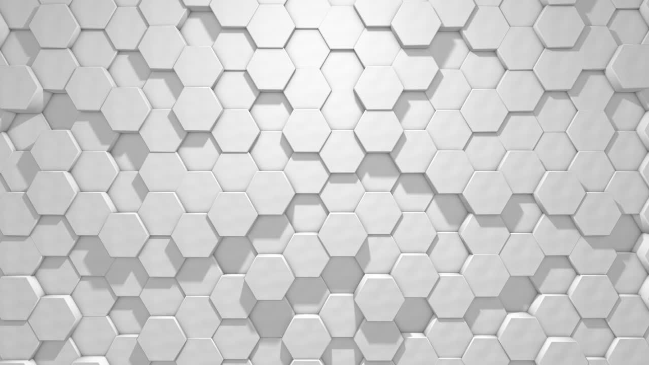hexágonos abstractos fondo geométrico, textura minimalista blanca, animación en bucle 3d en 4k. gráficos de movimiento de bucle digital de hexágono sin costuras