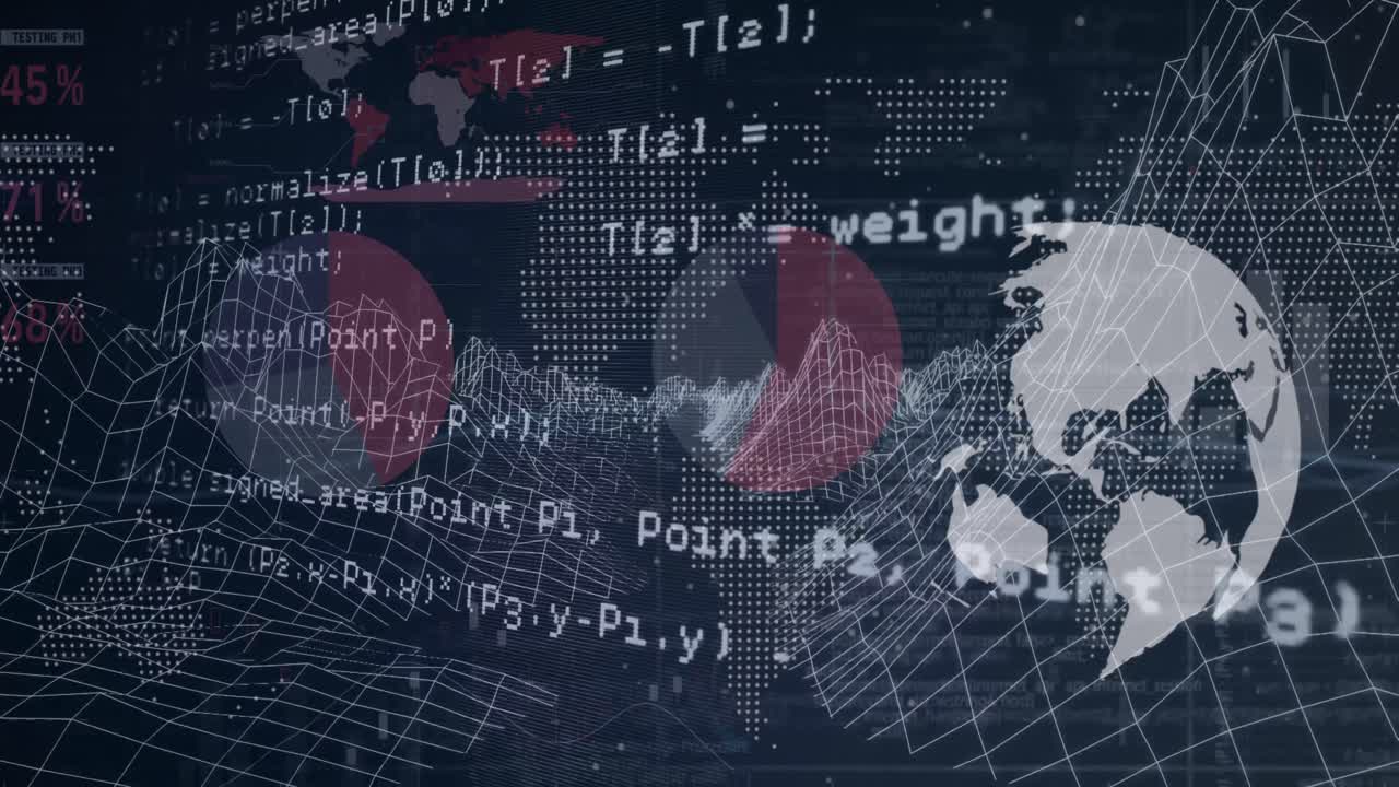 지구의 애니메이션, 세계 지도 및 데이터 처리