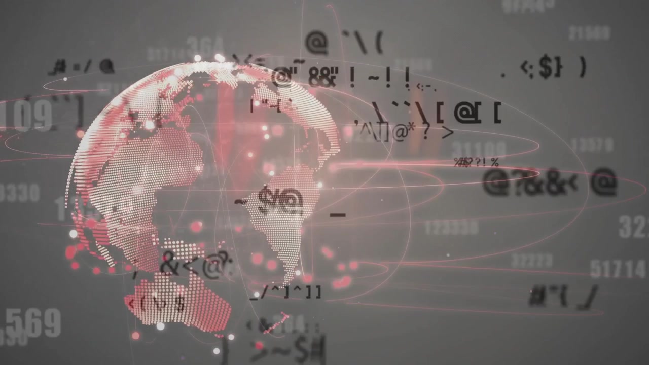 Animation of network of connections over globe and data processing