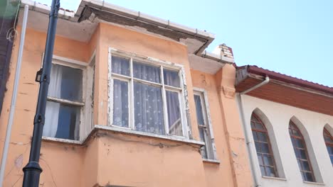 old building facade with bay window