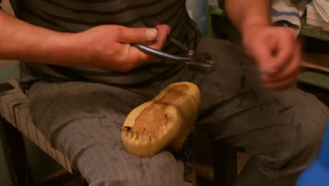 cobbler repairing a shoe