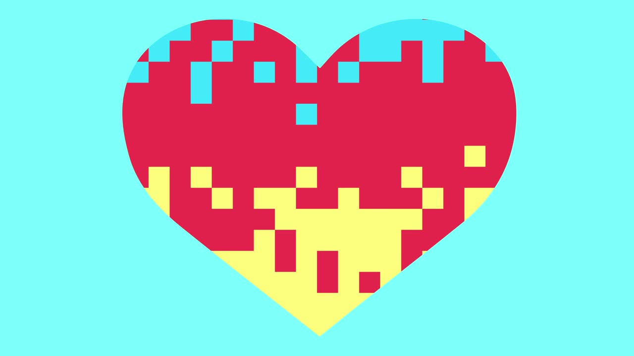 픽셀 심장 애니메이션 패스텔 컬러 스타일의 원활한 루프