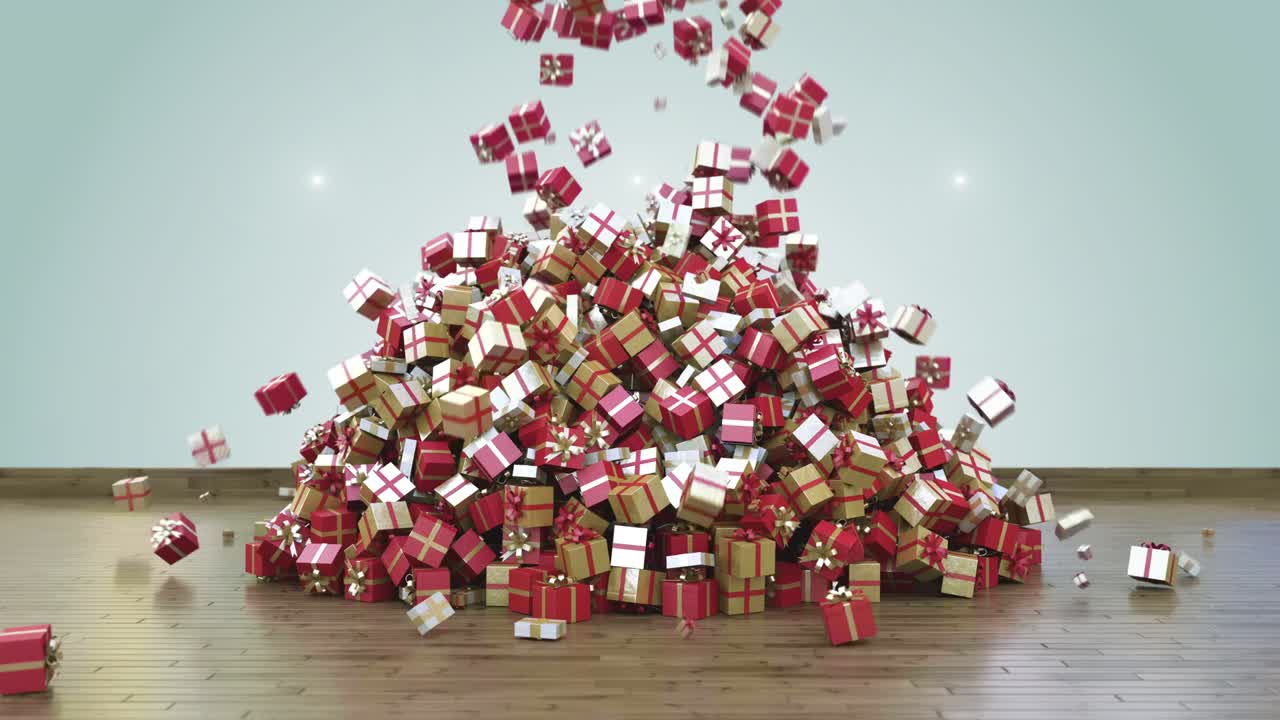 크리스마스 선물 들 이 큰 어리 에 떨어지는 것