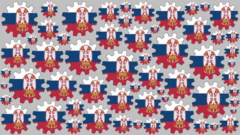 serbian flag gears spinning background