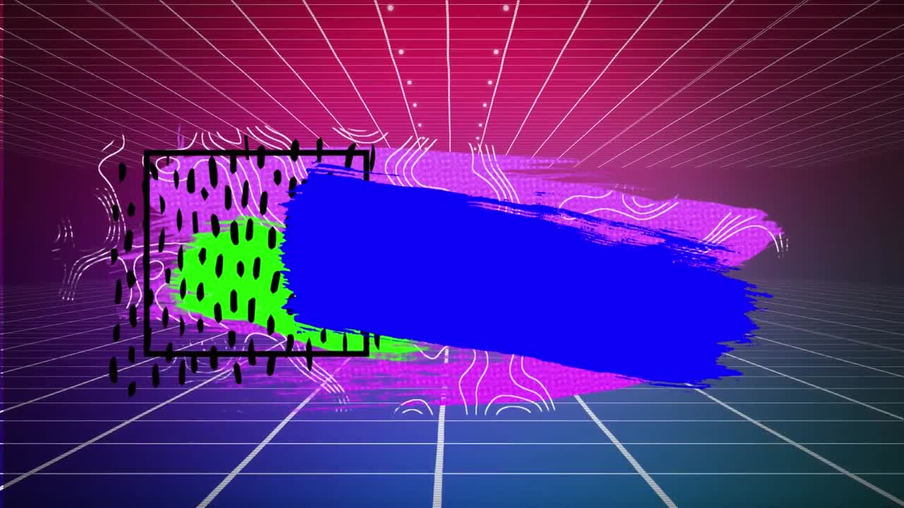 animación de gráficos coloridos sobre una cuadrícula sobre un fondo colorido