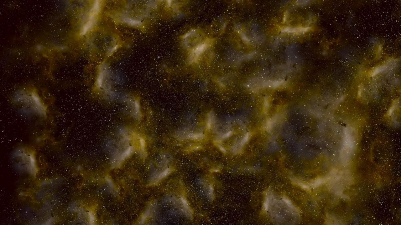 campos estrellados amarillos y nubes con brillos en la galaxia