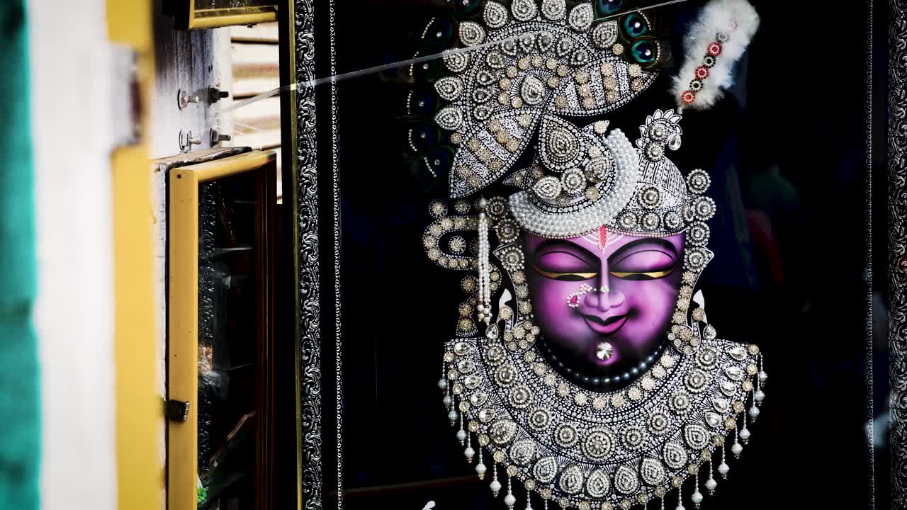 Isolated Statue of Hindu Lord Shrinathji the holy little krishna in Meditation from unique angle