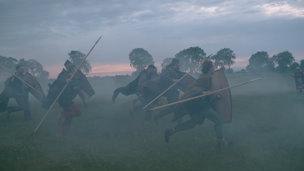 Ancient Warriors in a Foggy Field