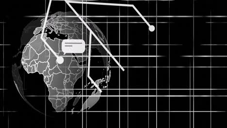 animación de un chat y procesamiento de datos en el mundo y la cuadrícula