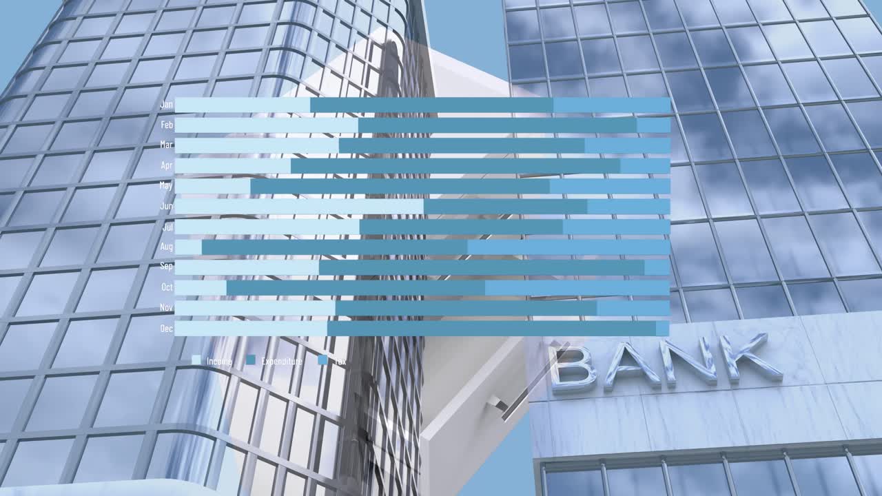 높은 건물에 대한 통계 데이터 처리의 디지털 애니메이션