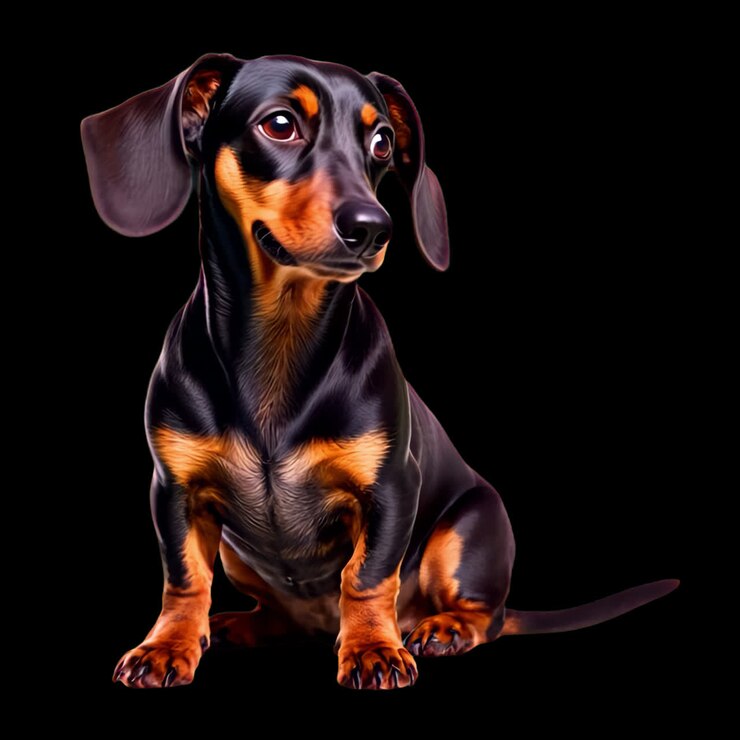 Adorable dachshund portrait illustration animation isolated asset, transparent 4K video, alpha