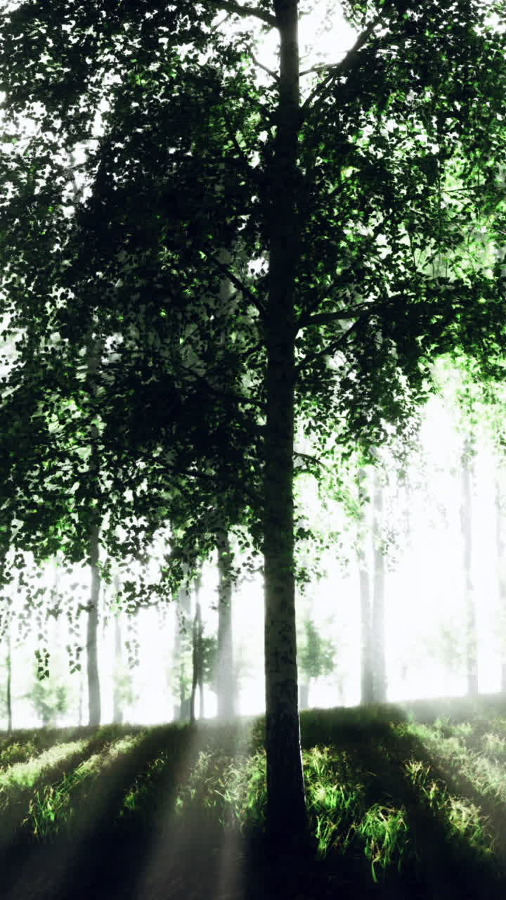 안개 숲 을 가로질러 흐르는 빛