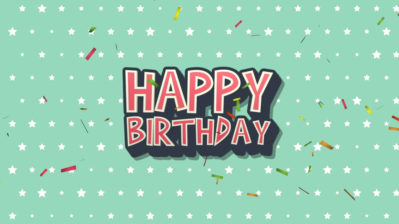 primer plano animado feliz cumpleaños texto sobre fondo de vacaciones 22