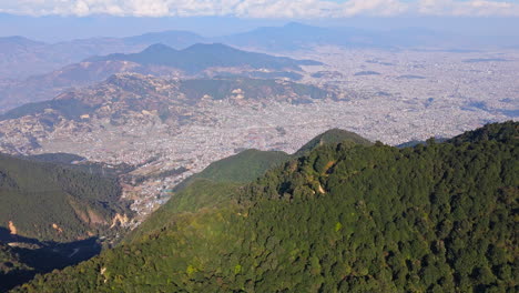 aerial panning overview of the cityscape of kathmandu from chandragiri, nepal