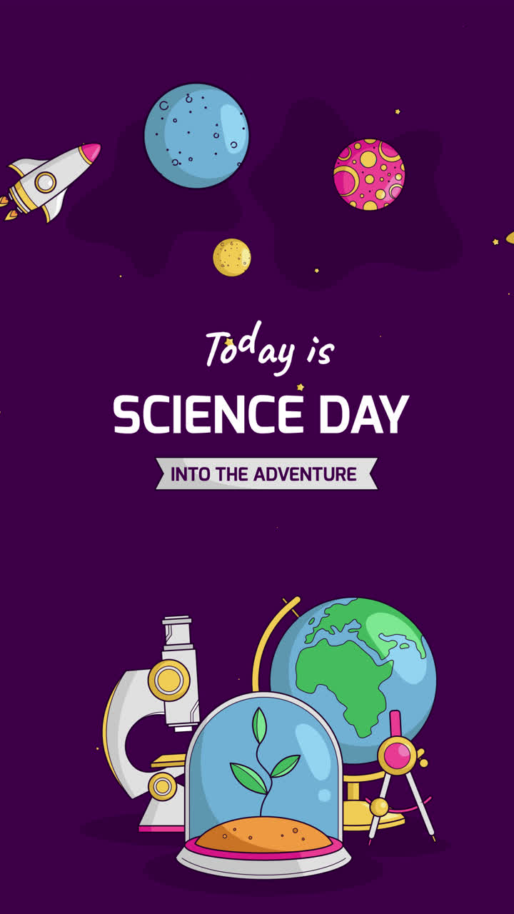 Science Day Poster with Space and Science Elements