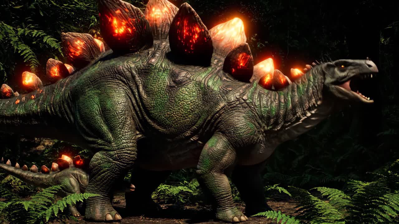 Stegosaurus in a Lush Jungle Environment