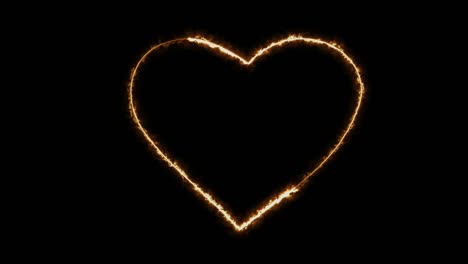 efectos de brillo dinámico del contorno del corazón sobre un fondo negro