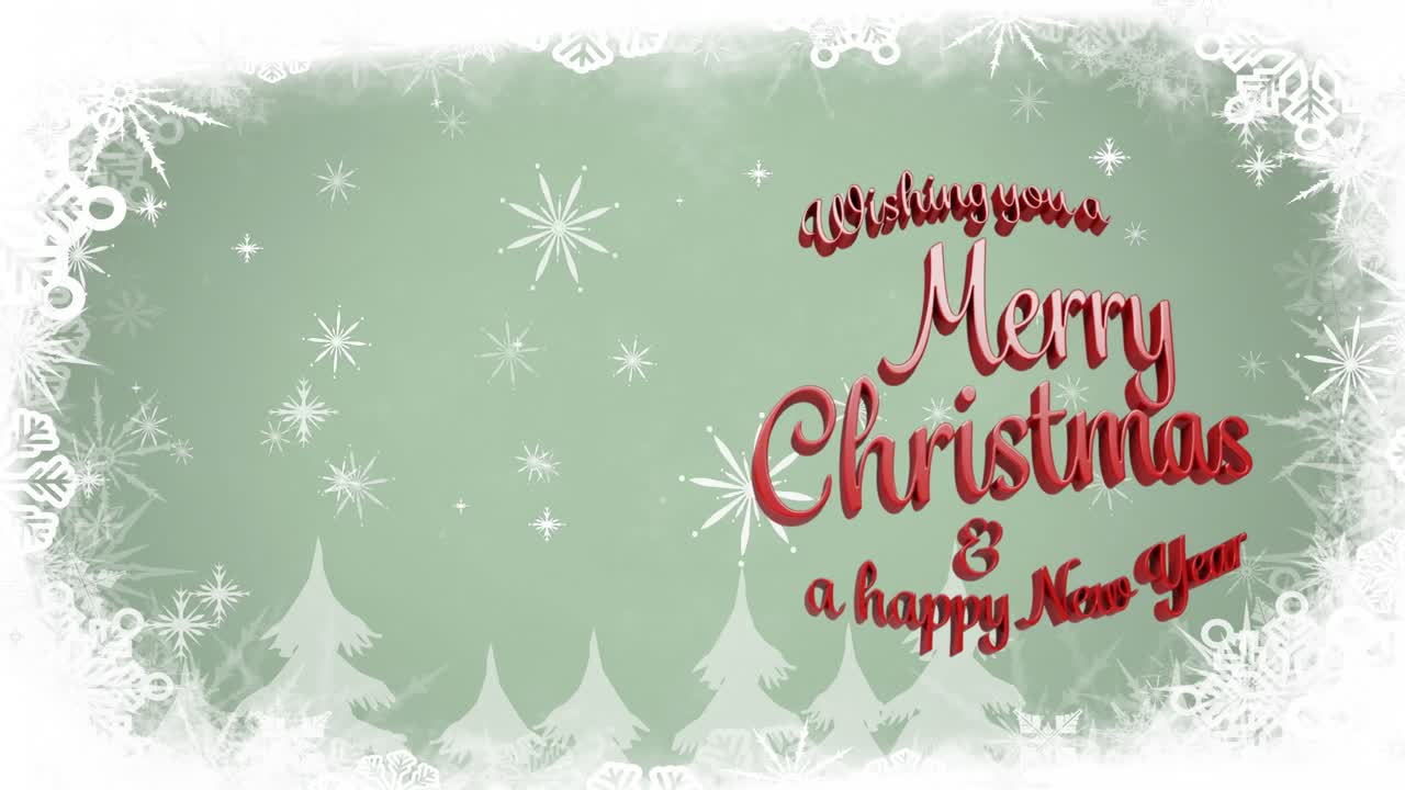 눈이 내리는 메리 크리스마스 텍스트의 애니메이션