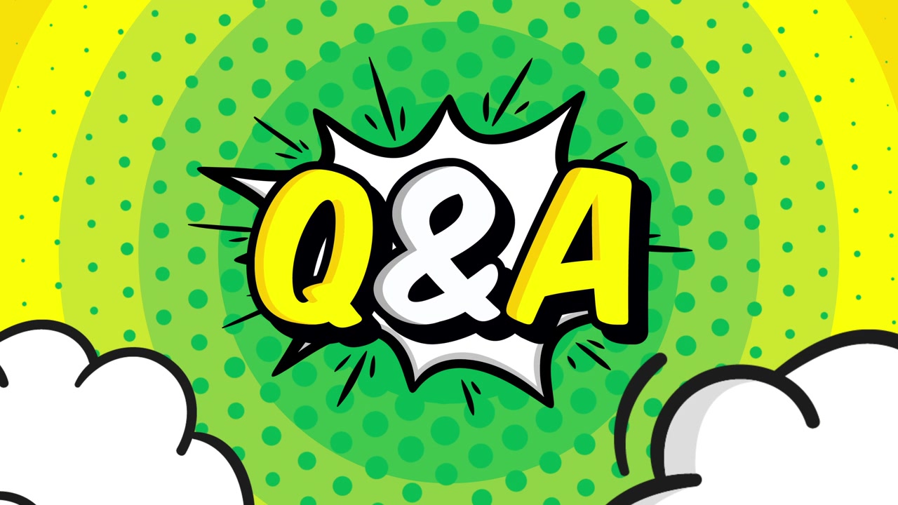 Animated Q&A Pop Art Speech Bubble with Halftone Background