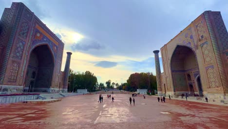 magnificent architecture of the sher-dor madrasah in samarkand, uzbekistan