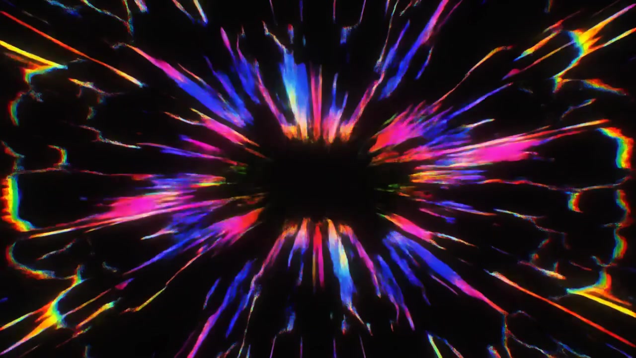 Abstract Kaleidoscope Light Streaks with Glitch Effect
