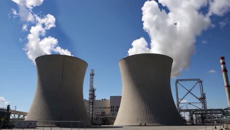 nuclear power plant with cooling towers