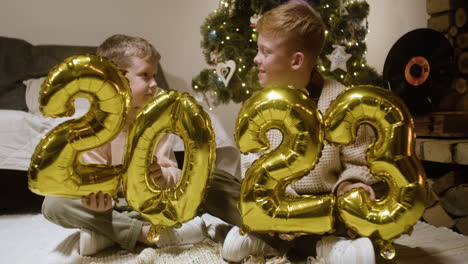 new year eve celebration in living room.