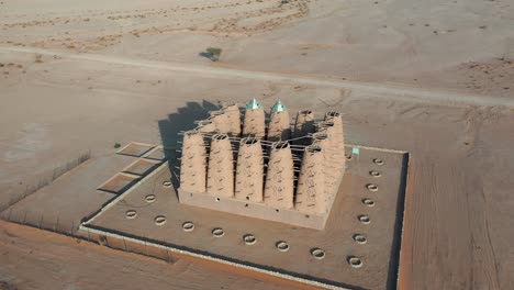 aerial shot of pigeon towers in al-dilam its located south of the capital of saudi arabia