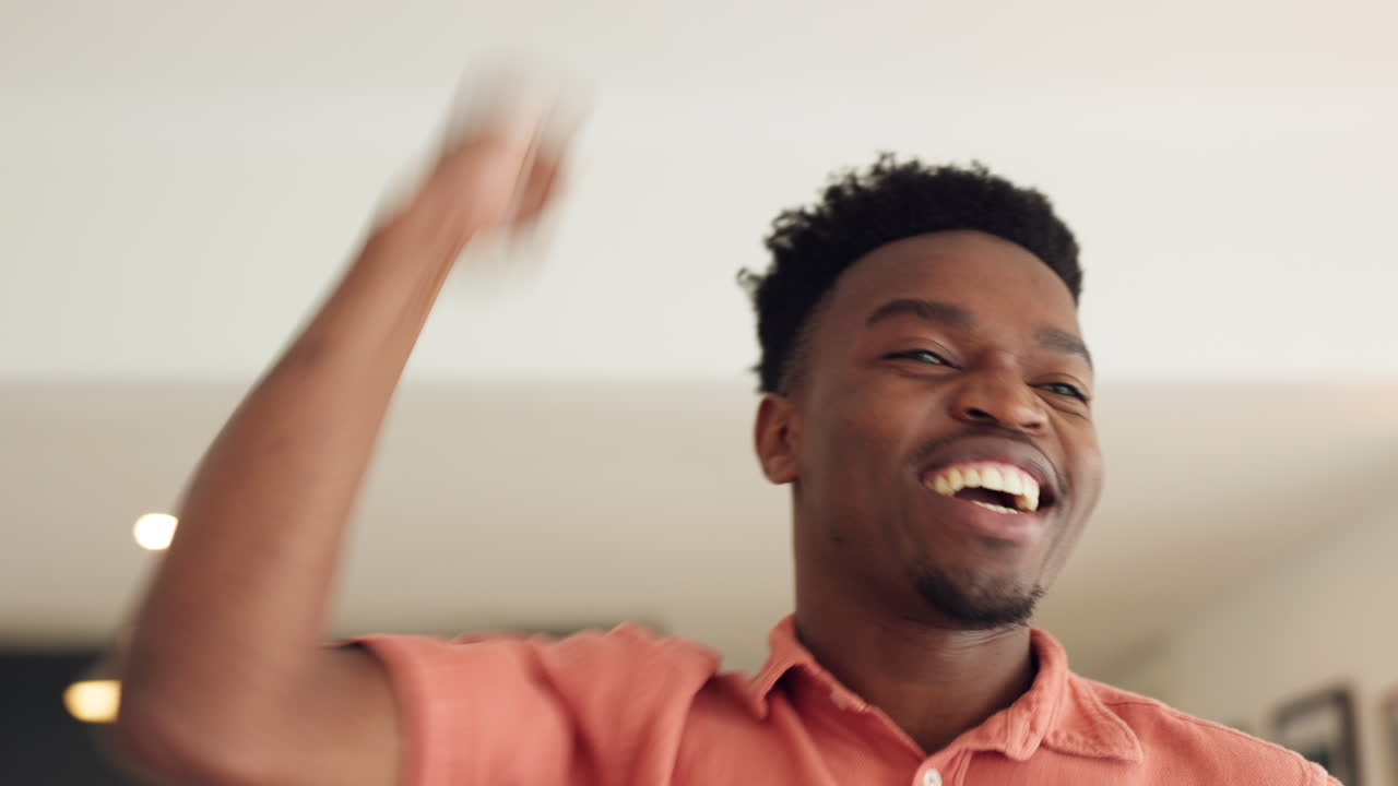 Gaming, winner and relax with black man gamer