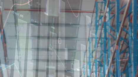animación del procesamiento de datos financieros en el almacén