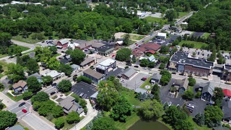 Powell,-Ohio,-aerial-drone-footage-of-the-downtown-and-surrounding-areas