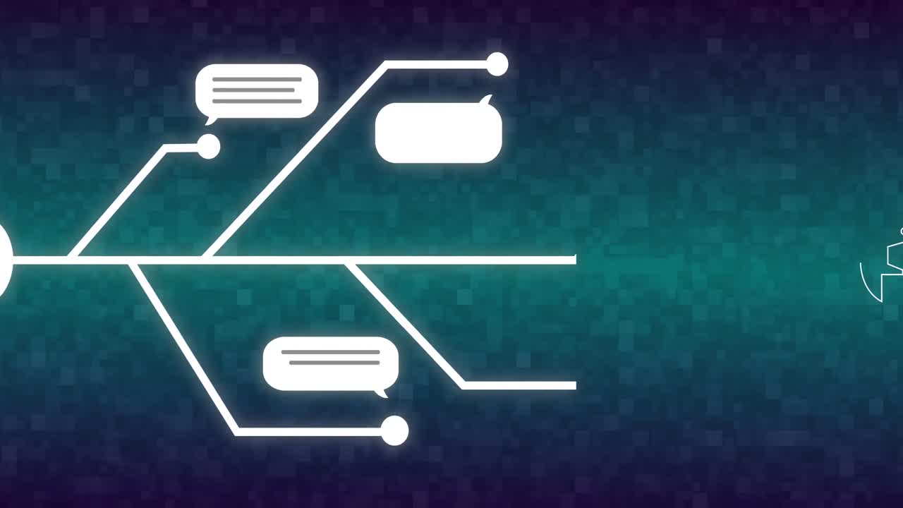 Animation of speech bubbles and ai chat over green background