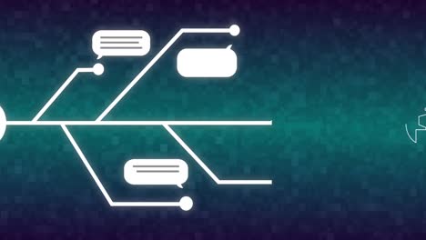 Animation of speech bubbles and ai chat over green background