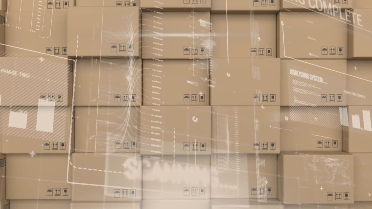 카드보드 상자 위에서 통계 처리의 애니메이션