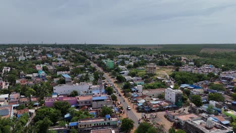 bird's-eye view of pudukkottai city streets bustling with activity.