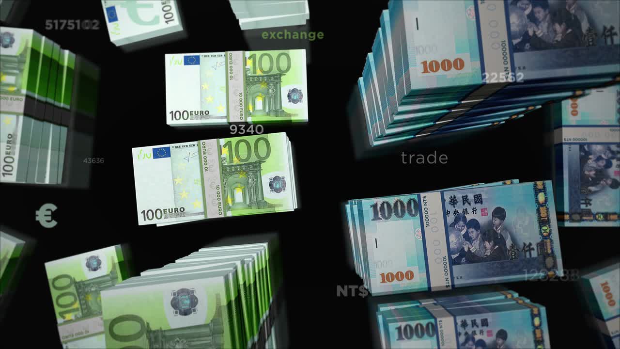 유로와 타이완 달러 화폐 교환 루프 애니메이션